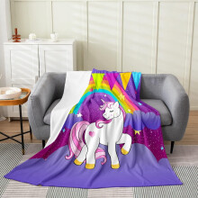 Κουβέρτα φλις μονόκερου για κορίτσια 40x50", Kawaii Galaxy Starry Sky – Συμβατή με διακόσμηση