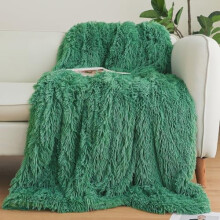 Green Faux Fur Throw Blanket 50"x60", Moss Green Shaggy Plush Decorative Couch Cover, Fuzzy Lap Blanket for Kids, Women, Men & Teens – Compatible