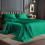 Ensemble de draps en satin vert foncé pour lit king size (4 pièces) 1