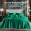 Ensemble de draps en satin vert foncé pour lit king size (4 pièces) 2