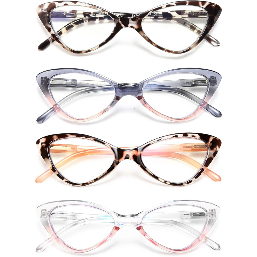 Blue/Light Cat Eye Reading Glasses For Women Â 4 Pack