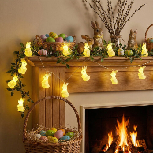 Easter Bunny String Lights 10ft Battery LED Indoor Outdoor 1