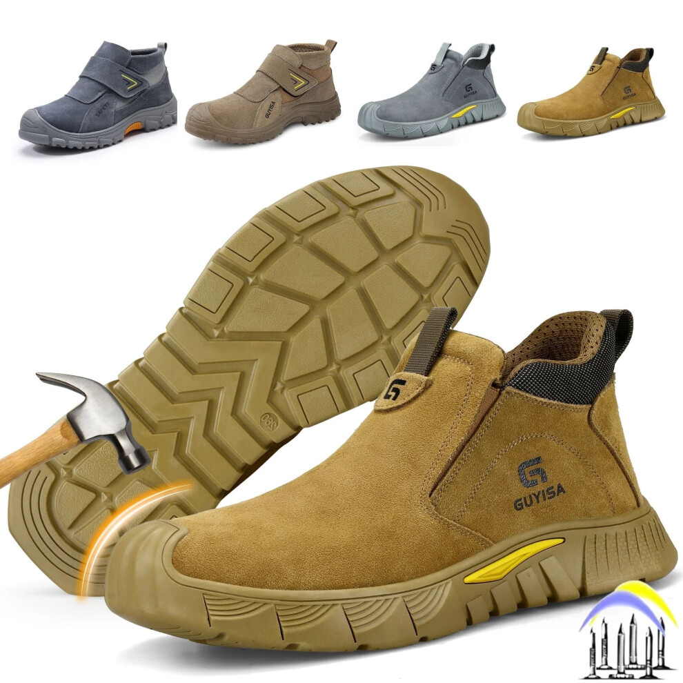 Slip-On Steel Toe Shoes For Men's Work Shoes Non-Slip Work Boots Lightweight Puncture-Proof Fireproof Safety Footwear For Men's Work & Safety Shoes 9110895556283