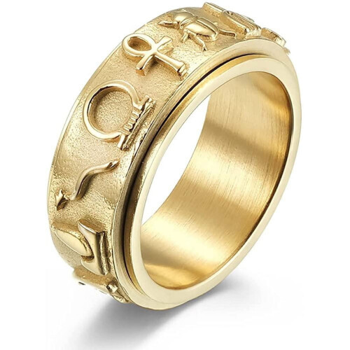Δαχτυλίδι Ankh Fidget από ανοξείδωτο ατσάλι με το μάτι του Ώρου και του Άνουβις,