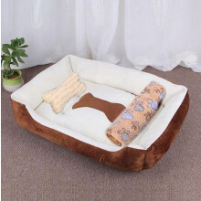 Cama grande para perros, cálida, de color caramelo, cuadrada, nido de 91 cm (36 pulgadas)