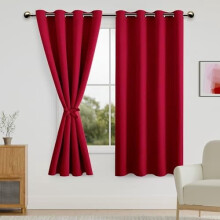 Red Blackout Curtains with Tiebacks – Thermal, Insulated, Privacy Grommet Curtains for Living Room/Bedroom, 52x63", 2 Panels