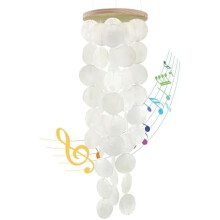 Carillons éoliens artisanaux en coquillages de capiz blancs pour l'extérieur – Décoration de jardin intérieure/extérieure de style côtier,
