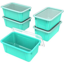 Bacs de rangement en plastique pour salle de classe avec couvercle non clipsable (paquet de 5)