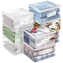 Sacs de rangement transparents en vinyle résistant avec fermeture éclair facile à glisser, lot de 8, 45,7 x 38,1 x 22,9 cm, pour vêtements,