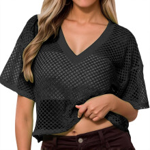 Carnival Dame Paillet Top Kortærmet T-shirts Feriebluse Mode Løs Rund Hals Casual Elegant Glitrende Top til Fest Daglig Brug