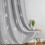 Light Grey Blackout Curtains 52x63" Silver Palm Tree 5
