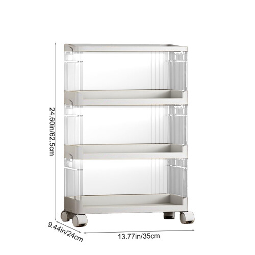 Sammenleggbar 3-etasjes klar plastvogn, hvit 2