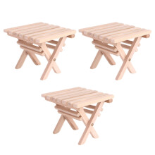 3pcs Miniature Foldable Wooden Table Set for Desk or Camping Decor