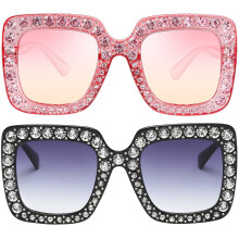 Ochelari de soare cu lentile roz pătrate, 2 buc., 5,8 x 5,7 x 2,5 in.