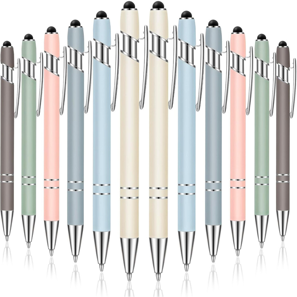 12 Pieces Ballpoint Pen With Stylus Tip, 1.0 Mm Ink Metal Pen Stylus Pen For Touch Screens, 2 In 1 Stylus Ballpoint Pen Black 9027700496293