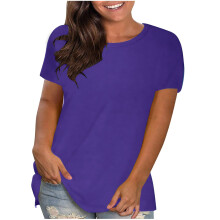 Sommartoppar för kvinnor Dam-T-shirts Plusstorlekar Rundringade toppar Kortärmade toppar Lösa pullovertoppar Mode Enfärgade Passform Casual