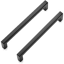 Lot de 10 poignées de meuble carrées fines, noir mat, à entraxe de 5 pouces, compatibles avec les meubles standard.