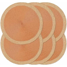 Sets de table ronds 15 pouces en papier tressé et PP, lot de 6