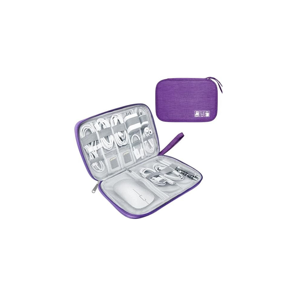 Portable Waterproof Electronics Travel Organizer Bag For Chargers, Cords, Sd Cards & Small Devices Â Purple 9496895894724