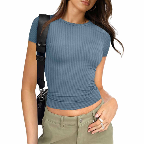Γυναικεία T-shirts YOUSNH Μοντέρνα T-shirts για γυναίκες Εφαρμοστά T-shirt με κοντό μανίκι Basic 1