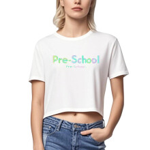 Trendy printet kortærmet crop top til kvinder - Belly Button Exposure sommertoppe Plus size venlig XS-XL krydrede toppe
