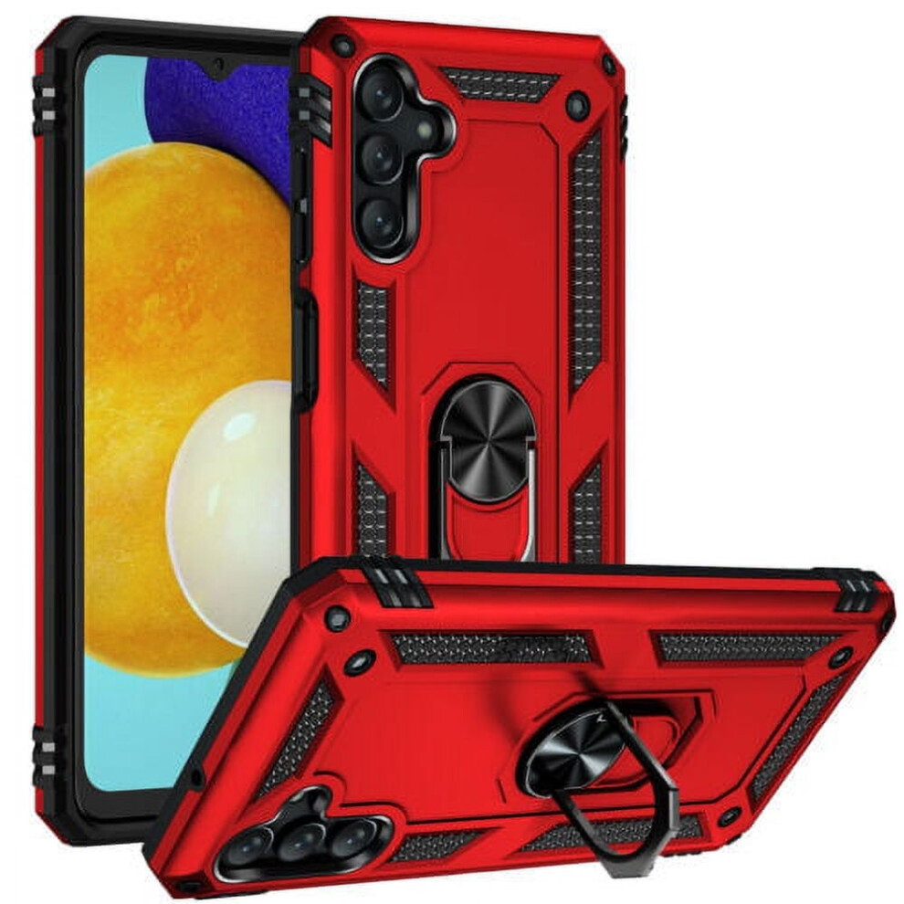 Xhy Compatible With Samsung Galaxy A13 5G Case Shockproof Ring Stand Cover Magnetic Metal Kickstand Holder Drop Protection [Red] Red 9496895896070