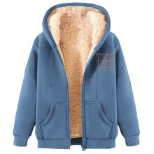 Damen-Fleecemantel mit Reißverschluss, lässig, warm, Wintermantel, Kapuze, Jacke mit Herzmuster und Taschen