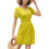 Jupe trapèze jaune XL à col V et œillets, taille haute 1