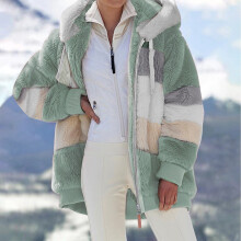 Giacca in pile da donna 2023, cappotto con cappuccio in peluche alla moda
