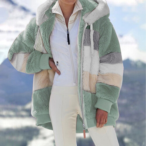 Φλις μπουφάν για γυναίκες2023Μοδάτο βελούδινο παλτό με κουκούλα