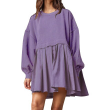Oversize-Sweatshirtkleid für Damen, langärmelig, Rundhalsausschnitt, Pullover-Top, lockere Passform, Minikleid