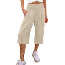 ZKCCNUK nyári plus size női capri laza, széles szárú, magas derekú, egyenes szabású, lezser nadrág