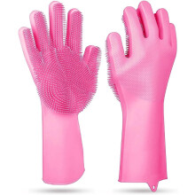 1 paire de gants en silicone pour le toilettage des animaux et la vaisselle – Gant de toilette pour le bain, la cuisine, la salle de bain et la