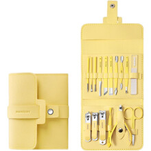 Kit manichiură pliabil portabil 12/16 buc - Set unghii din oțel inoxidabil cu trimmer pentru cuticule, instrumente compacte de îngrijire