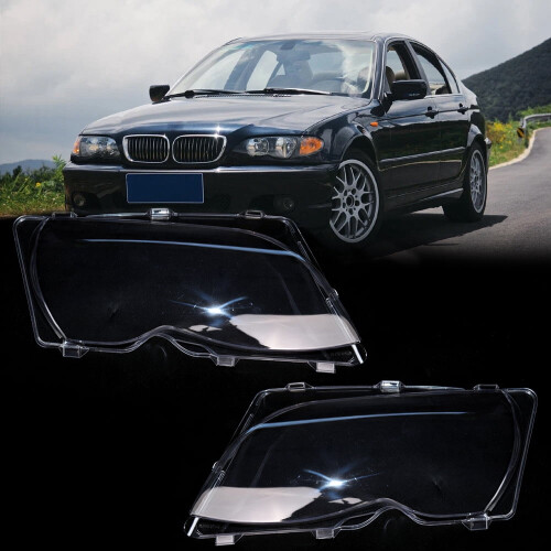 1 ζεύγος για BMW E46 3-Series 2002 2003 2004 2005, 4θυρο, αριστερό και δεξί φανάρι, διαφανές κάλυμμα 2
