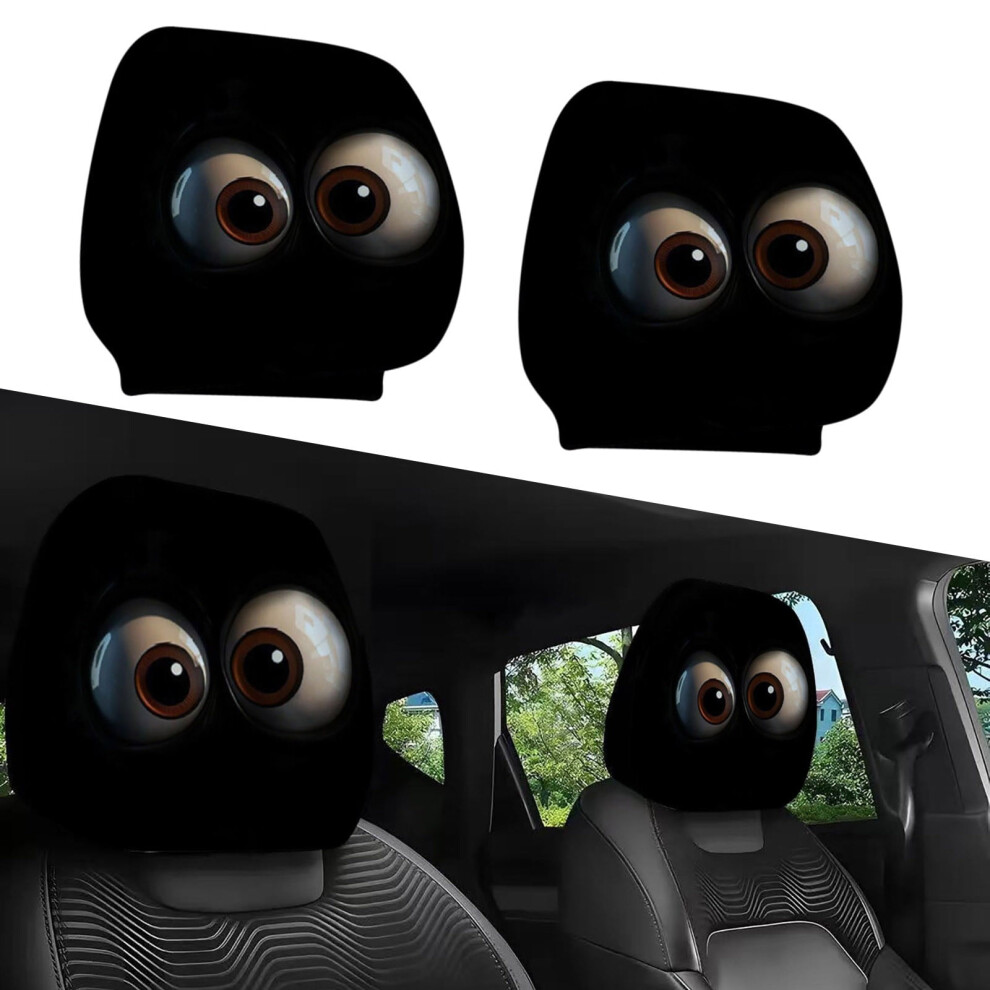 Car Headrest Cover Stretchy Mesh Funny Print 26X28cm 2Pcs 959110246801