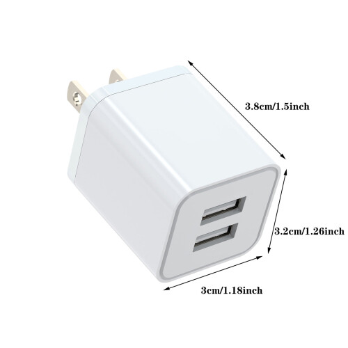 2-Pack USB Wall Charger 5V/2.4A, Foldable Plug Cube, Compatible with USB Devices 2