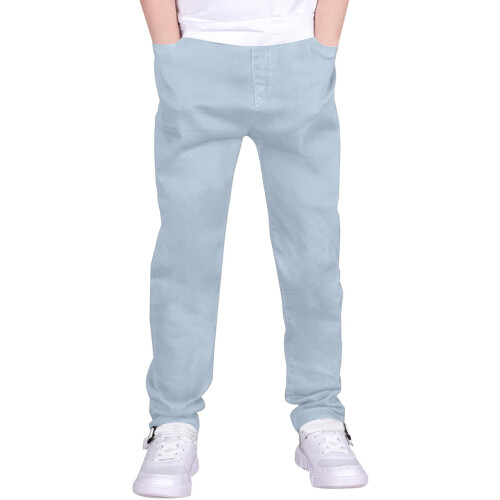 Jentebukser med høy elastisk midje og flat front og lommer 1