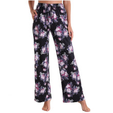 Dames zomerslaapbroek van katoen met levendige print en zakken - Casual lange pyjama met trekkoord in de taille, geschikt voor thuisgebruik, maten