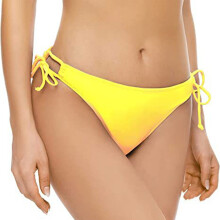 Sexy stringbikini broekje voor dames met dubbele strikjes aan de zijkant, driehoekig model, hoog uitgesneden bikinibroekje, geel.