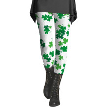 Női leggings Szent Patrik napi lóheremintával, divatos, magas derekú edzőleggings, vékony, rugalmas jóganadrág, zöld