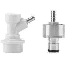Carbonation Cap with Ball Lock Keg Post 1/4 Inch Barb Stainless Steel for PET Bottles Brewing