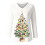 Damespullover met kerstprint, lange mouwen en V-hals. 4