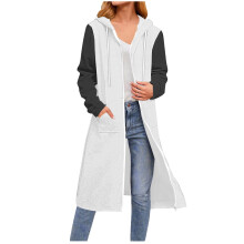 Dameshoodie met kleurblokken, rits, trekkoord en zakken – Casual sweatshirt met lange mouwen – Geschikt voor dagelijks gebruik