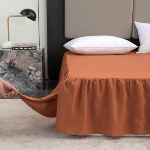 Μαύρη φούστα για κρεβάτι king size με σχισμένες γωνίες, ύψος 14 ιντσών 1