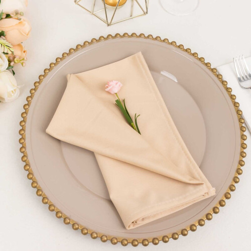 Serviettes de table BalsaCircle beiges en polyester scuba 50 x 50 cm