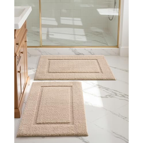 Conjunto de 2 tapetes de banheiro de pelúcia antiderrapante, 60 x 40 cm (24 x 16 polegadas).