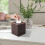 Beige tissuebox van PU-leer met gouden rand 4
