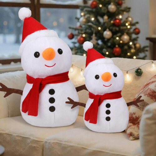 Conjunto de 2 Almofadas Decorativas com Boneco de Neve – 40cm e 23cm