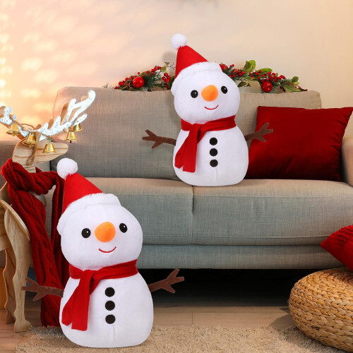 Conjunto de 2 Almofadas Decorativas com Boneco de Neve – 40cm e 23cm 1